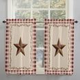 thumbnail image 2 of 84 Inch Long Tier Curtains for Kitchen, Rustic Barn Texas Western Star Red Buffalo Plaid Bathroom Window Curtains Rod Pocket Short Curtains Window Treatment Tiers for Living Room Farmhouse 2 Panels, 2 of 5