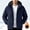 Dark Blue, variant on Men's Fleece Lined Hooded Softshell Jacket, Water Resistant Windproof Multi Pocket Outdoor Hiking Coat, Polyester Winter Casual Outerwear Workout Jackets for Men