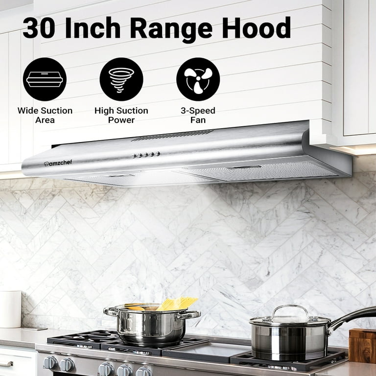 AMZCHEF Range Hood 30 inch 700CFM Stainless Steel Kitchen Stove Vent Hood