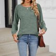 thumbnail image 7 of Scyoekwg Womens Fall Tops Crewneck Lightweight Pleated Tunic Tops Loose Fashion Dressy Casual Blouses Vintage Long Sleeve Tops Fall Clothes Solid Color Pullover(Army Green,L), 7 of 7