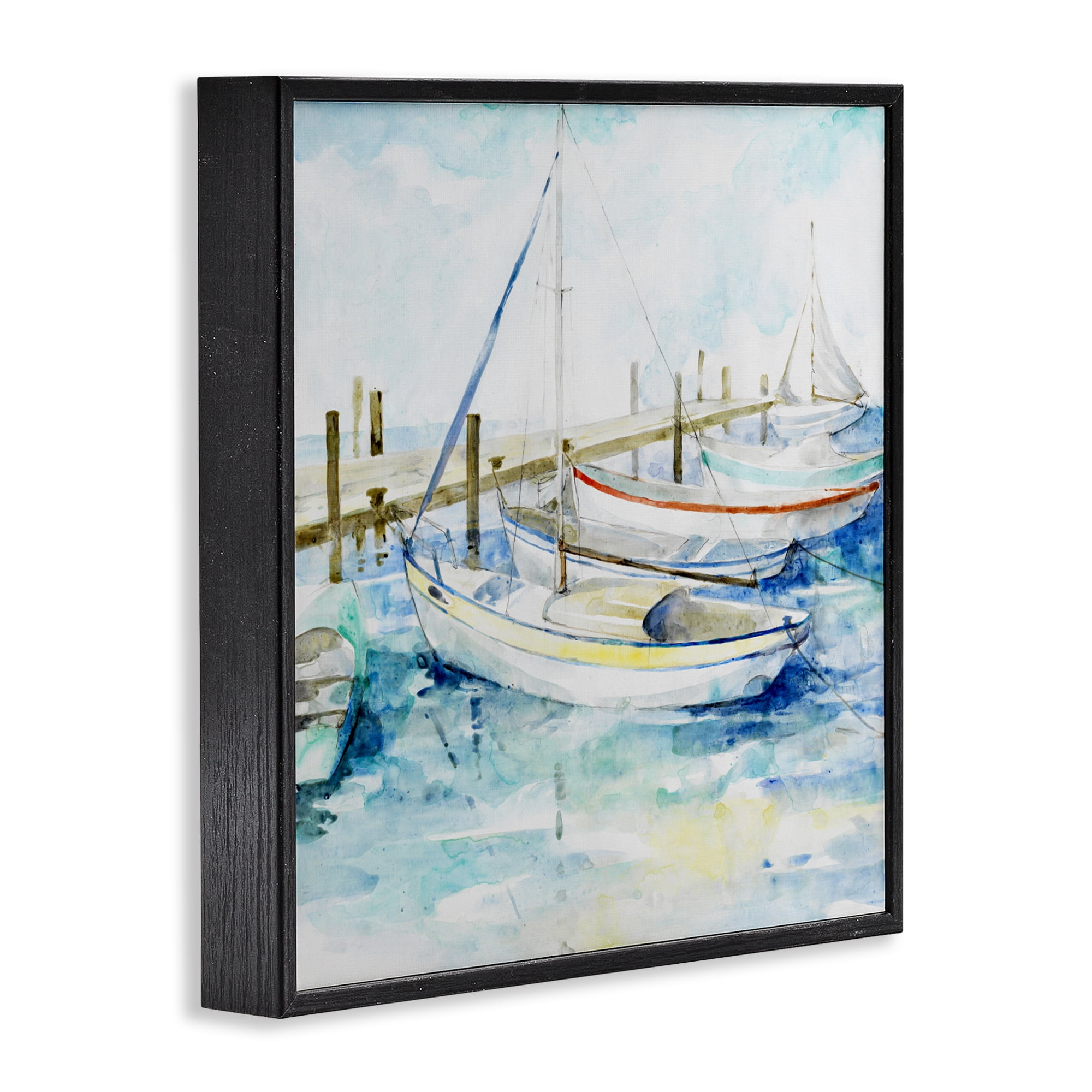 Stupell Industries Docked Sails on Stormy Seas Black Framed Giclee Art, design by Lorenzo Collective