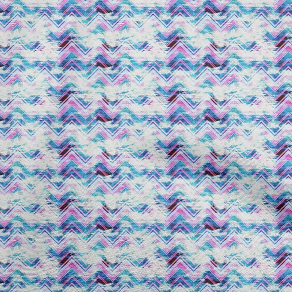 oneOone Cotton Jersey Blue2 Fabric Abstract Zigzag Sewing Craft Projects Fabric Prints By Yard 58 Inch Wide
