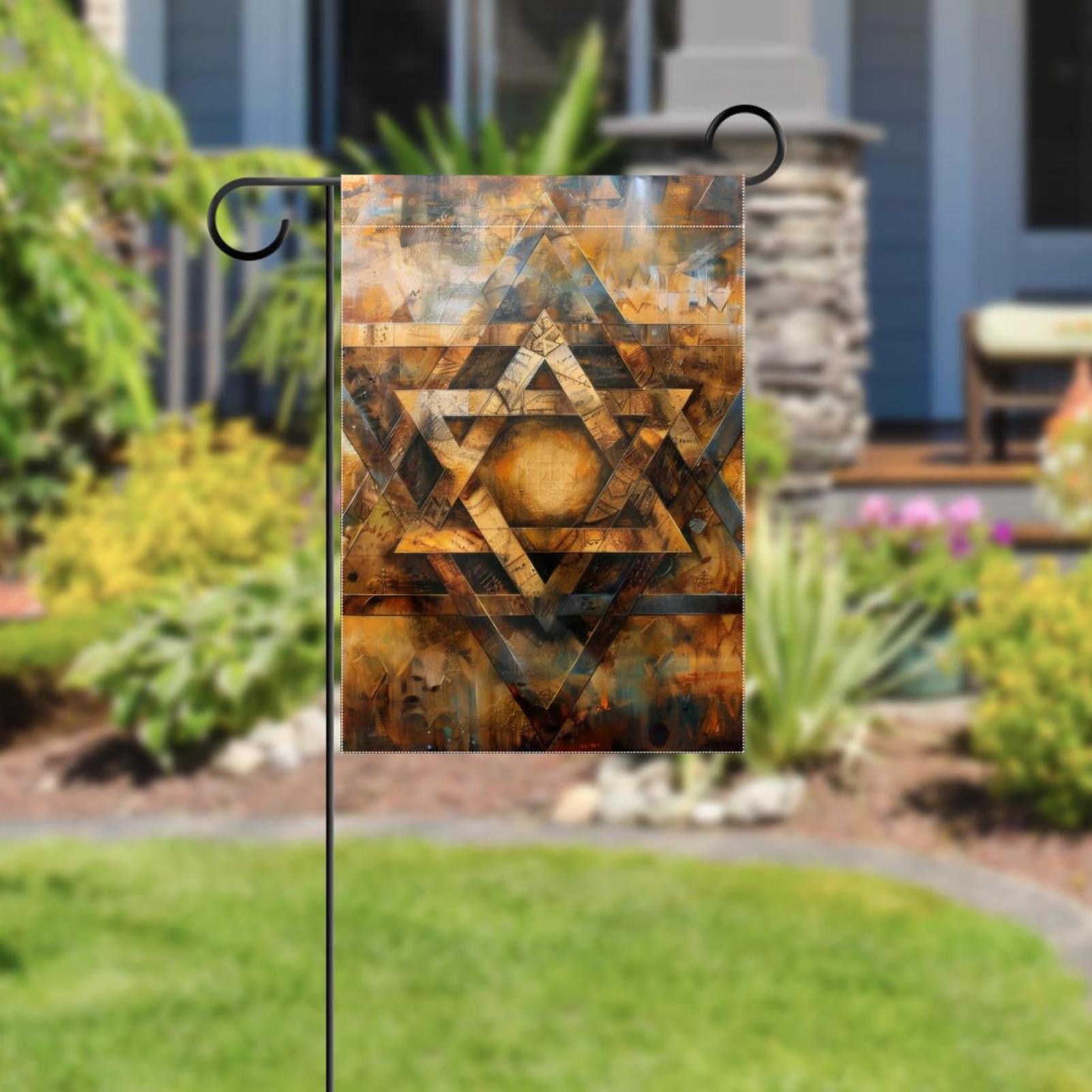 Welcome Star of David Art Vintage Retro Pattern Garden Flag, Vertical Double Sided Small House Flag, Yard Farmhouse Outdoor Deck Veranda Lawn Decor 28x40 Inch