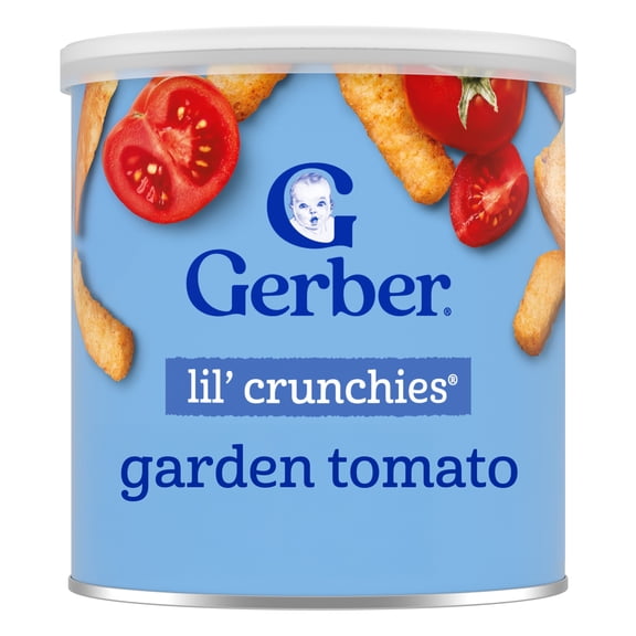 Gerber Snacks for Baby Lil Crunchies Garden Tomato Puffs, 1.48 oz Canister