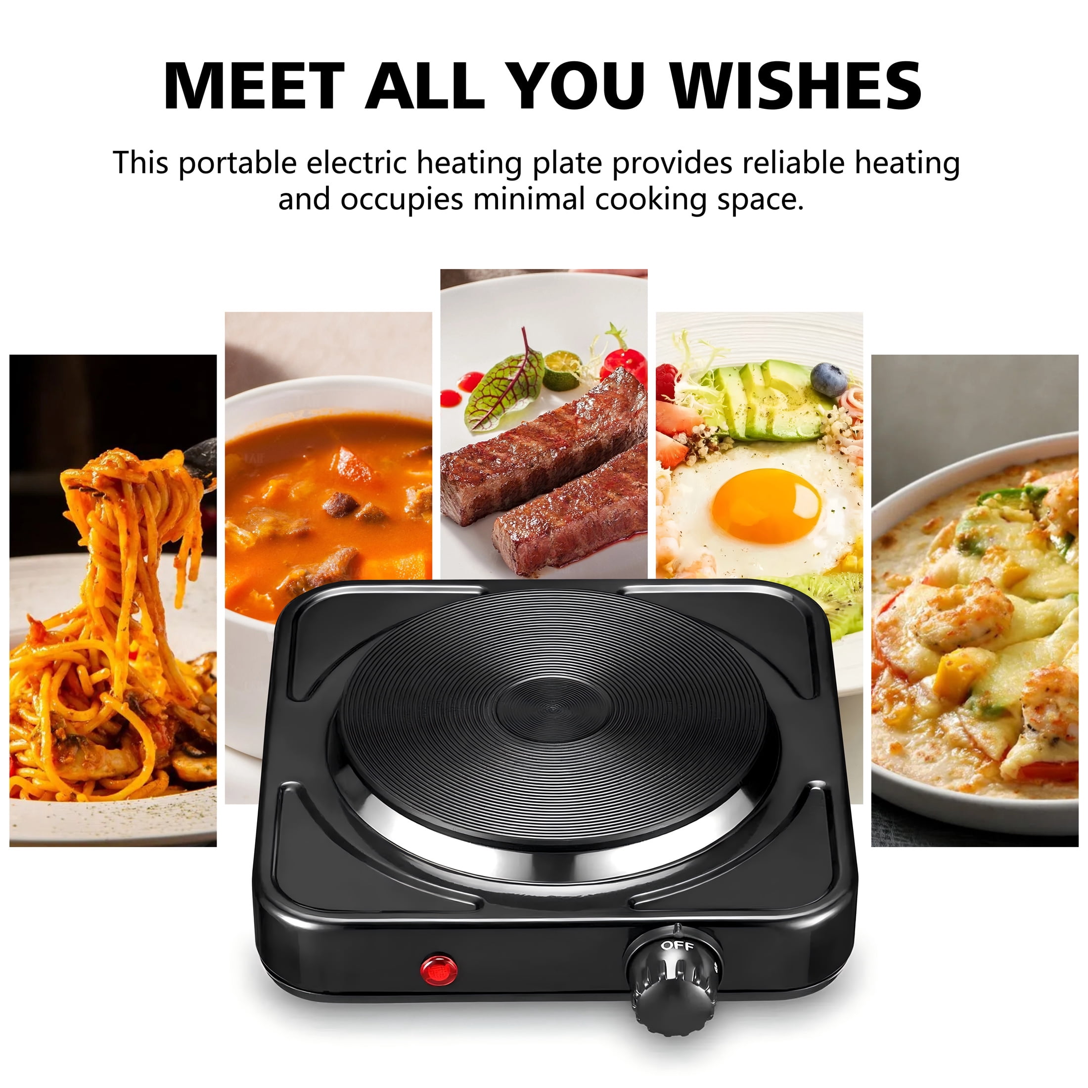 Electric Hot Plate, 1000W Countertop Burner,Cast Iron Single Burner ,Portable Electric Stove, Portable Single Burner for Cooking,Easy to Clean, White.