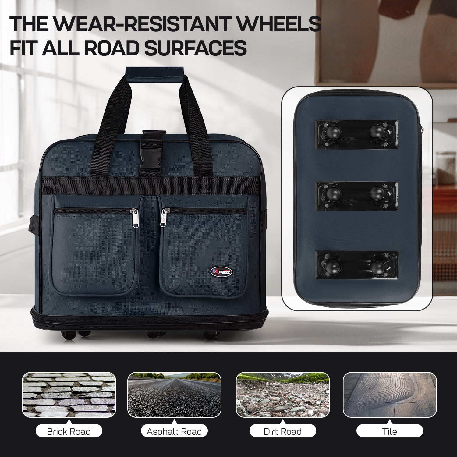 40" Expandable Foldable Luggage Bag Suitcase with 6 Swivel Wheels Collapsible Rolling Travel Bag for Home Storage Moving,Blue - EX