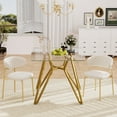 thumbnail image 4 of Lisonu Modern Gold Glass Dining Table with Metal Legs for 2-4 People, 35.4-Inch Square, 4 of 11