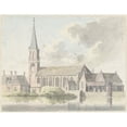 thumbnail image 2 of Hendrik Tavenier 14x12 Black Ornate Wood Framed Double Matted Museum Art Print Titled: Church in Broek in Waterland (1789), 2 of 5