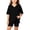 Black, variant on Iyufng Old Girls 2 Piece Outfits Summer Casual Sets Solid Color V-Neck Short Sleeve Top and Shorts 4-15 Years