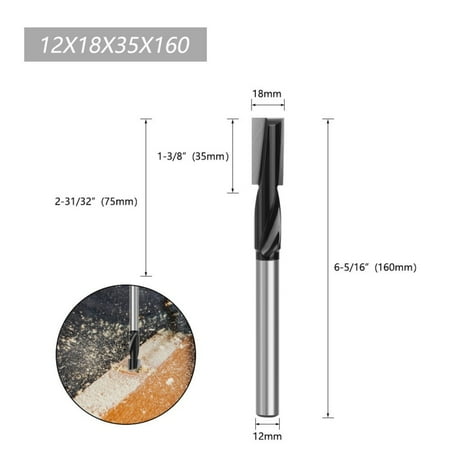 

12mm Shank Lengthened Cleaning Bottom Router Bit Spiral Milling Cutter