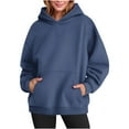 thumbnail image 2 of Penkiiy Womens Oversized Hoodie Acid Wash Hoodie Couples Vintage Sweatshirt Heavyweight Fleece Cotton Hoodies L Dark Blue, 2 of 7