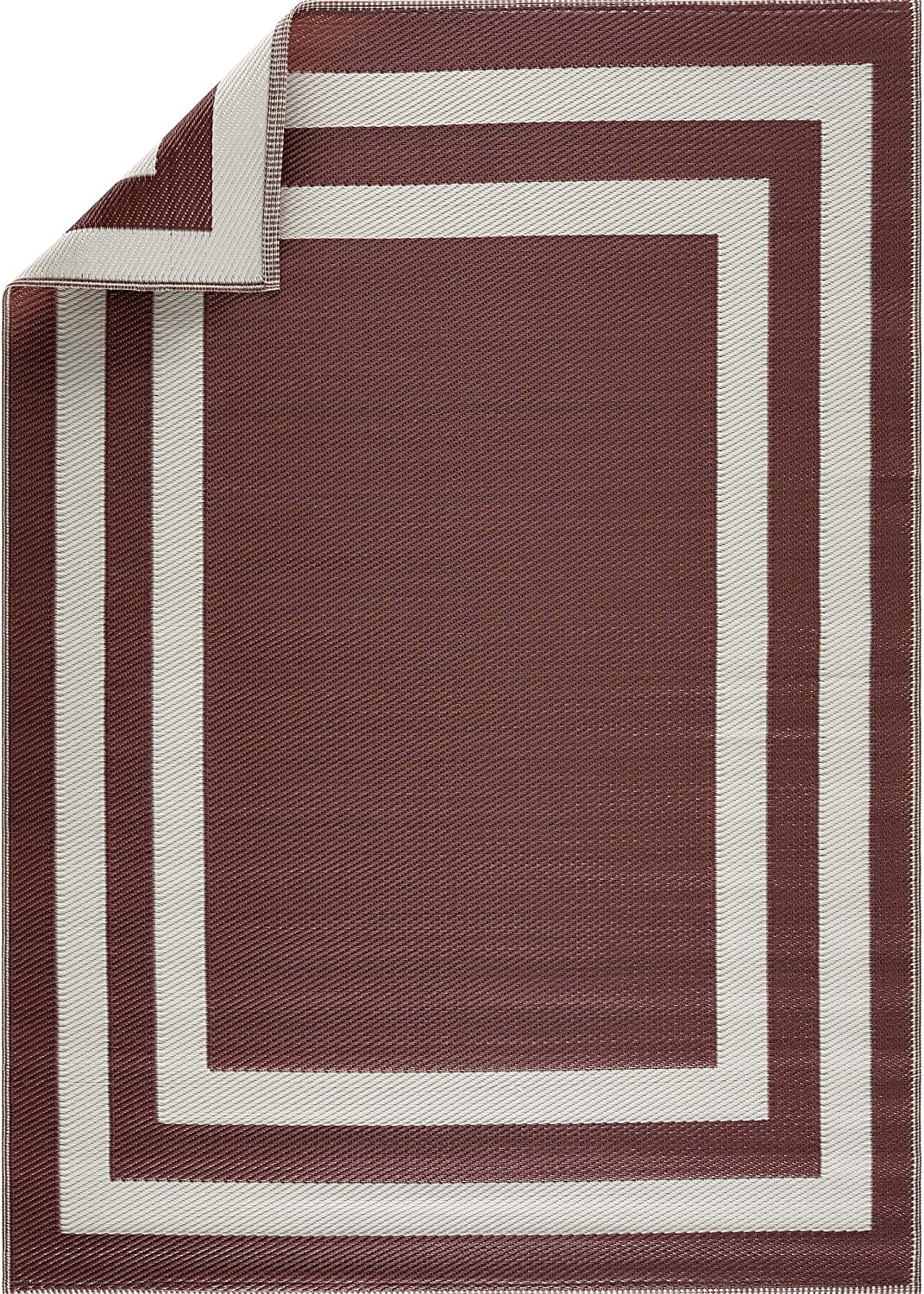 Playa Rug Reversible Indoor/Outdoor 100% Recycled Plastic Floor Mat/Rug Weather Fade and UV Resistant Stain Amsterdam- Red & White Water 5'x7'