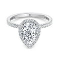 thumbnail image 2 of Summer - Moissanite Pear Shape Lab Diamond Dainty Engagement Ring With Halo & Sidestones, 2 of 4