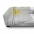 thumbnail image 2 of Here Comes the Sun Soft Flannel Fleece Blanket, Typography in a Hand Drawn Sun on a Grunge Background Swirling, Cozy Plush for Indoor and Outdoor Use, 70" x 90", Pearl Mustard White, by Ambesonne, 2 of 5