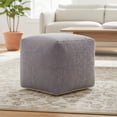 thumbnail image 2 of LR Home Medium Solid Farmhouse Indoor Cube Pouf, Frost Gray, 18" x 18" x 18", 2 of 7