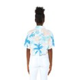 thumbnail image 2 of Women's Hawaiian Tie Front Crop Top Aloha Shirt in Sandy Beach Cream S, 2 of 5