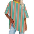 thumbnail image 2 of Fiudx Tops para Mujer Camiseta Informal con Estampado de Letras para Mujer, Top de Manga Corta con Cuello Redondo y Hombros Caídos, 2 of 4