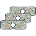 thumbnail image 2 of SKYSONIC Faucet Absorbent Mat 3 Pcs Simple Flowers Leaves Kitchen Faucet Splash Catcher Washable Counter Drying Pads Behind Faucet for Kitchen Bathroom, 2 of 7