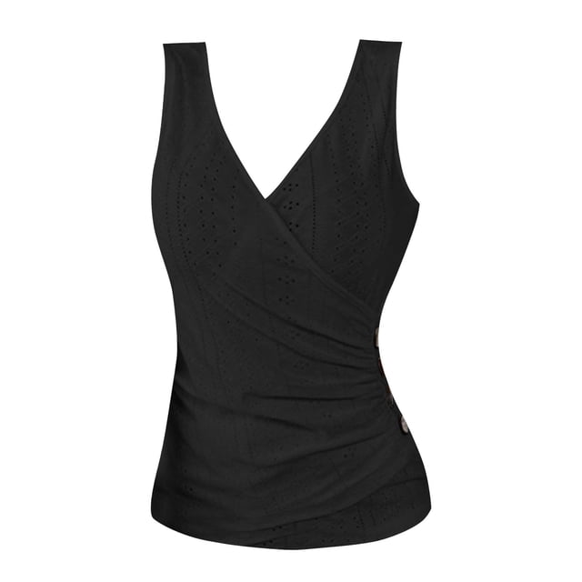 Gibobby Sexy Slim Color Sólido Cuello En V Camiseta Diseño Simple Y Exquisito(Negro,G)