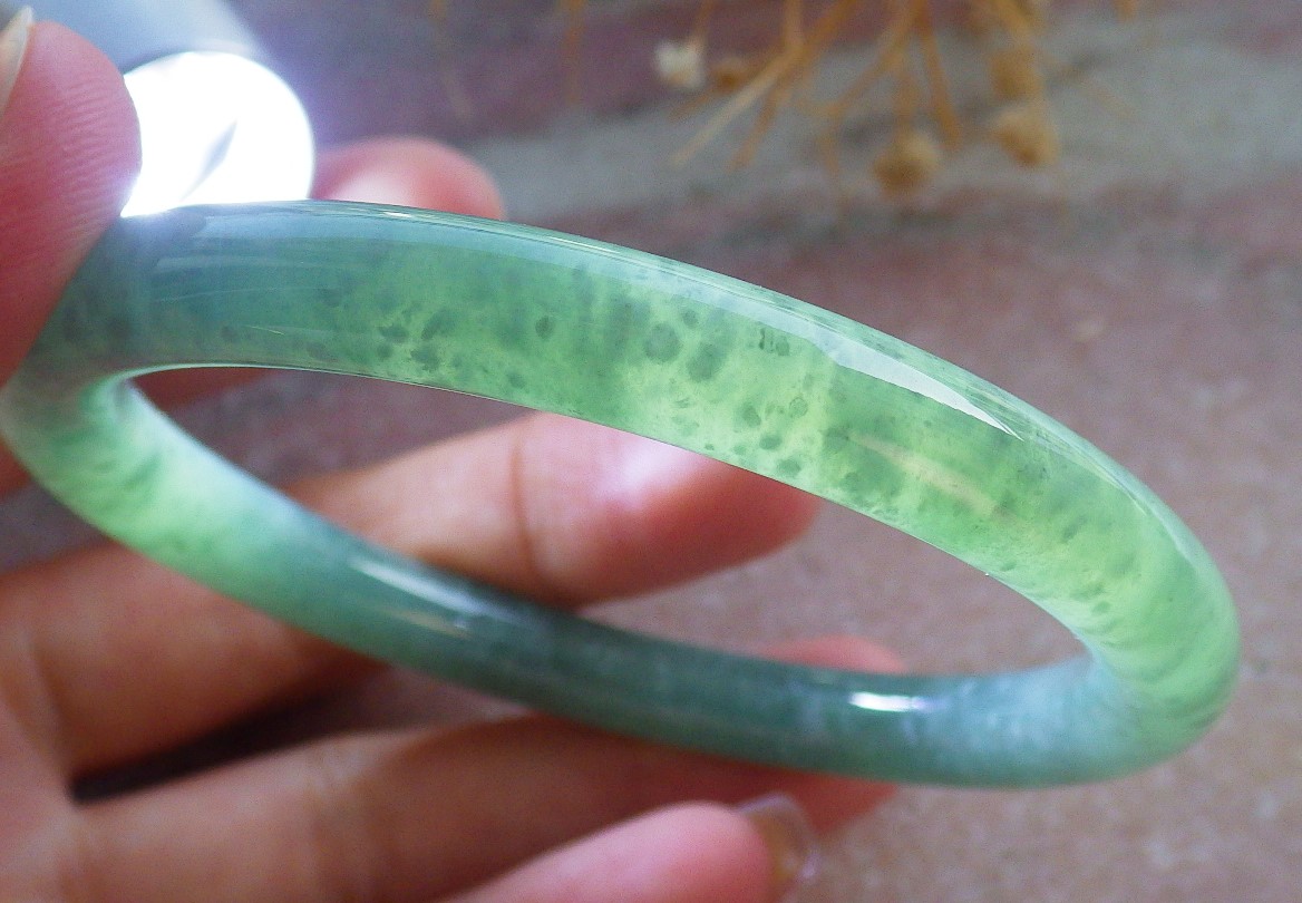 Icy Green Natural A JADE Jadeite Circle Bangle Bracelet 57 mm 683862 TN