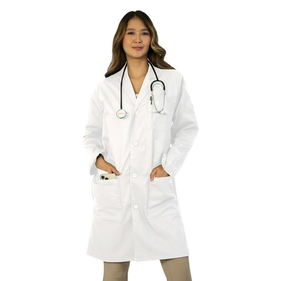 HeedFit Men Lab Coat, Poly-Cotton medical Workwear 38", 2xl White