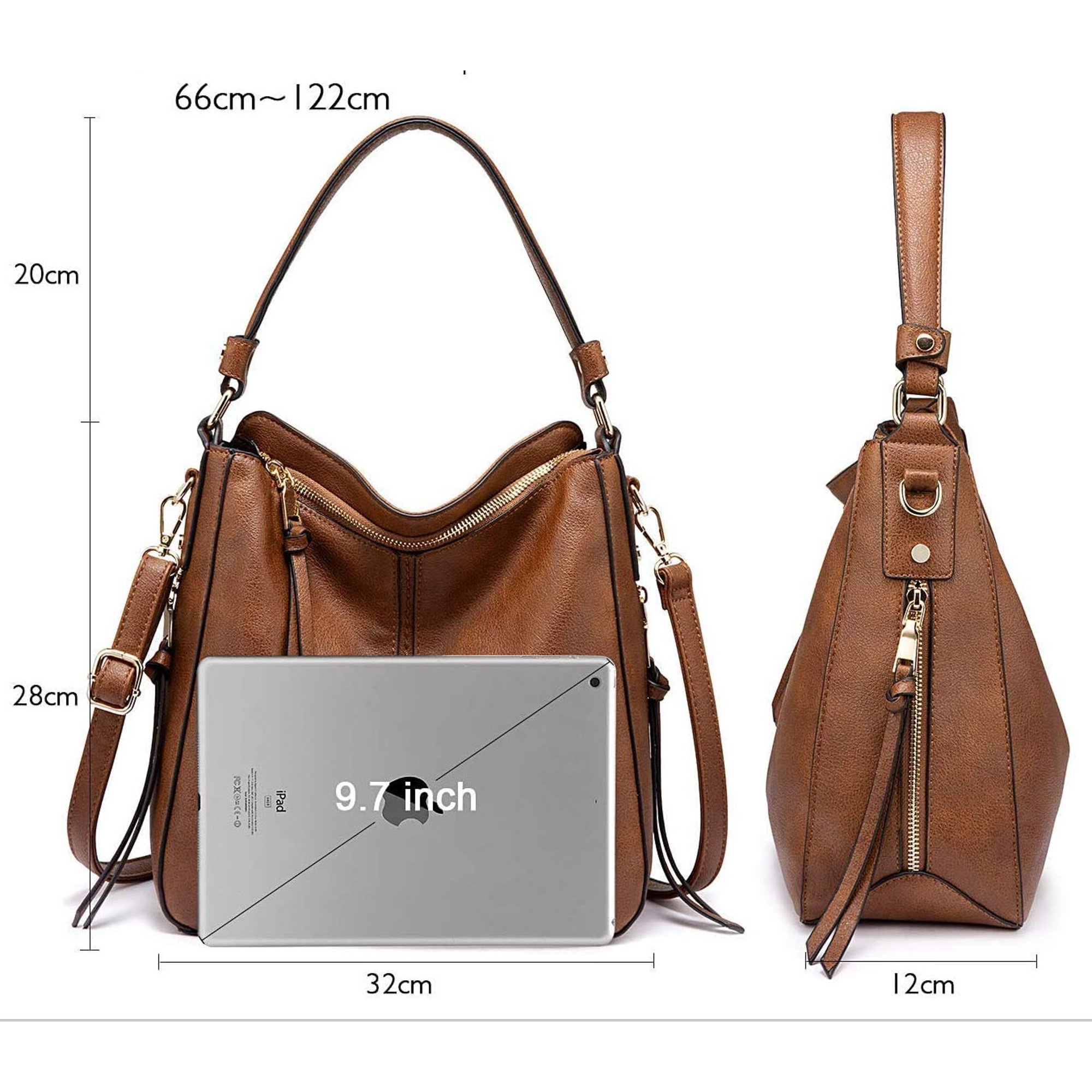 Sac Bandoulière élégant Femme - Faux Cuir PU Marron Ou Bleu - Taille Moyenne - Neuf Avec étiquettes