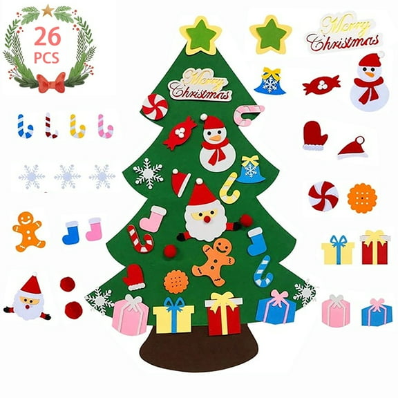 EASTIN 3.2 FT Snowman Felt Christmas Tree for Toddler Kids DIY Christmas Snowman with 26 Ornaments Christmas Wall Hanging Decorations Xmas Decor Holiday Gifts for Boys Girls Party Supplies