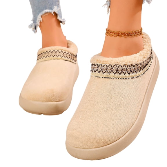 POROPL Snow Boots for Women,Winter Warm Faux Fur Lined Slip On Ankle Boots Non Slip Casual Shoes