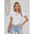 thumbnail image 6 of Womens Fashion Fall Clothes One Piece Cutout Tops short Sleeve Slim Fitted Shirts Tee Tshirts, 6 of 6