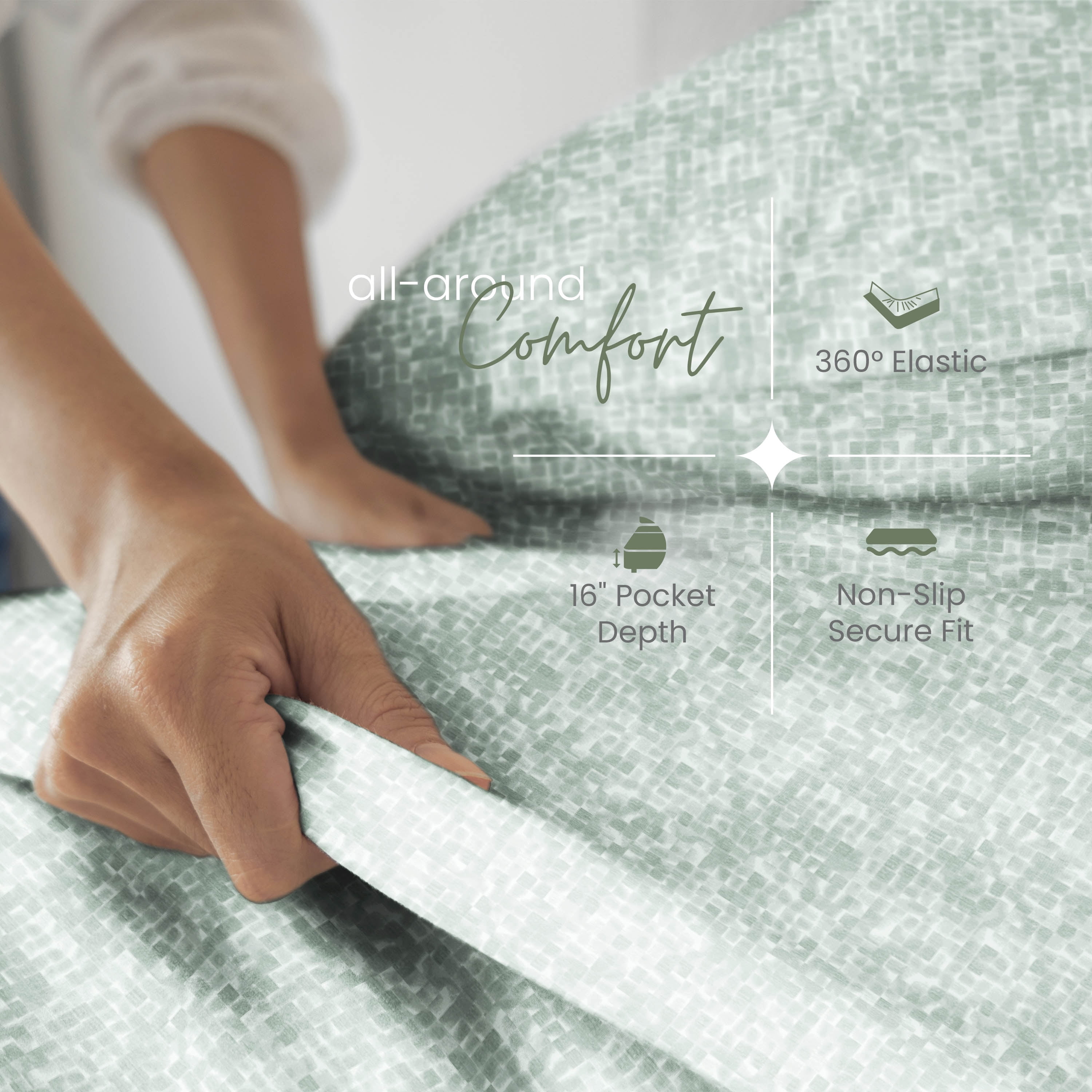 Martex Restore Cooling Bed Sheet Set, King, Echo Sage