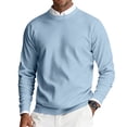 thumbnail image 3 of Wutalume Men's Round Neck Ribbed Knit Pullover, Long Sleeve Basic Sweater, Comfortable Stretch Top for Casual Outfits and Everyday Comfort,Light Blue 3XL, 3 of 8