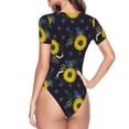 thumbnail image 4 of Balery Sunflowers Women's Short Sleevee Crew Neck Bodysuit Tops Short Sleeve Tops Basic-, 4 of 9
