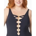 thumbnail image 2 of Women's Bleu Rod Beattie R22207X Plus Size Ring Me Up Plunge One Piece Swimsuit (Black 20W), 2 of 3
