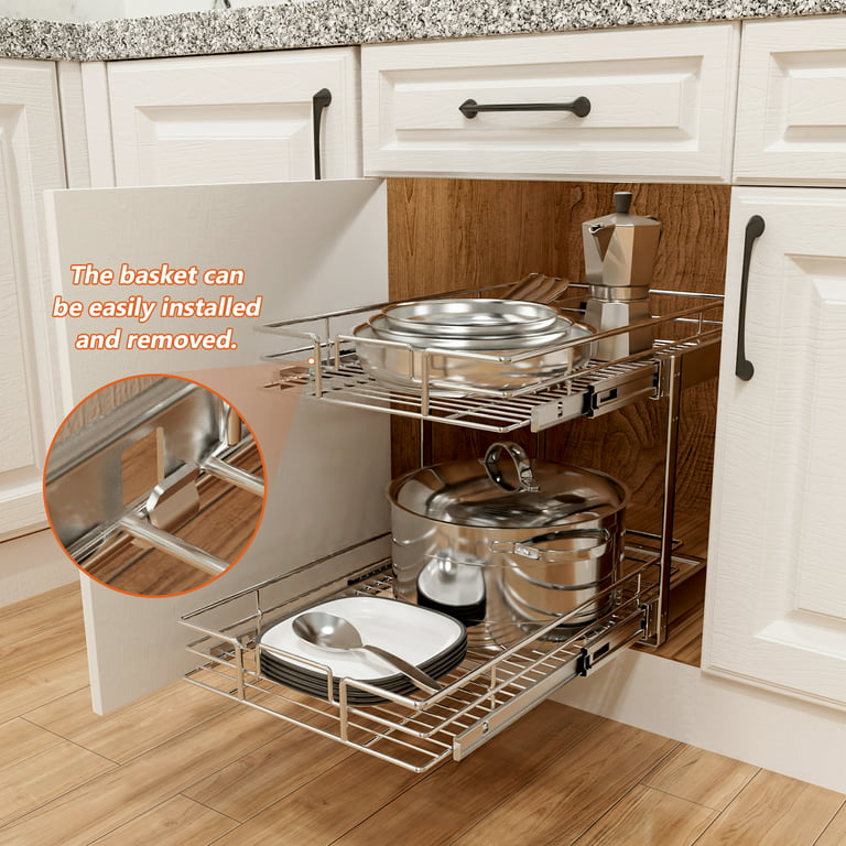 Corner Cabinet Pullout with Hidden Wire Baskets