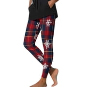 HUJlwoi High Waisted Leggings for Women Plaid Lightweight High Waist Christmas Pants Casual Trendy Athletic Running Tights