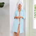 thumbnail image 5 of Zipper Lightweight Robes for Women 3/4 Length Sleeve Summer Bathrobes for Women Zip Up Front Knee Length Loose Fit Sleepwear Nightgown with Pockets Light Blue XXL, 5 of 6