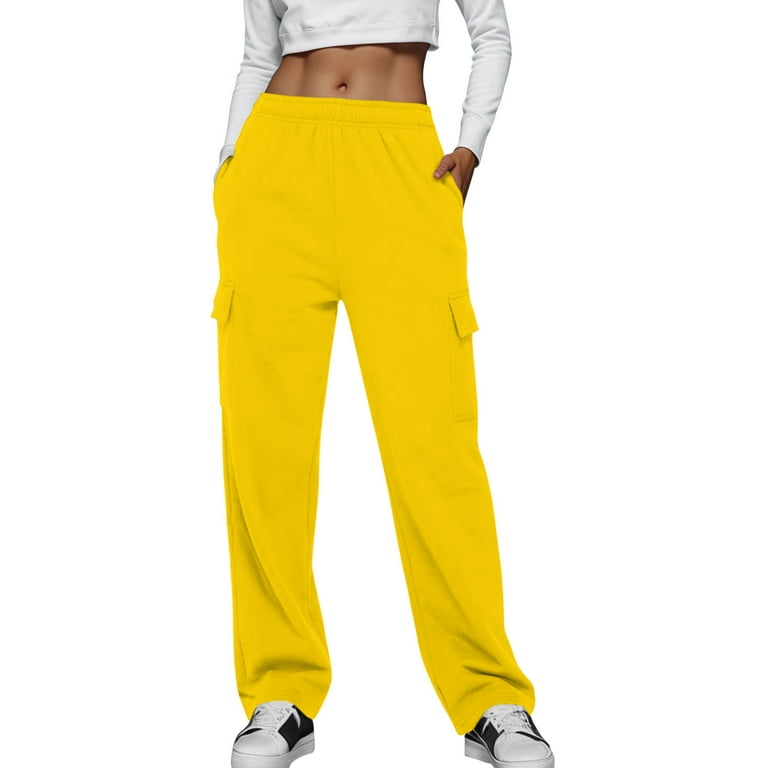 Susanny Straight Leg Sweatpants for Women Fleece Lined Drawstring Straight  Leg with Pockets Joggers Pants Baggy Athletic Petite High Waisted Gym