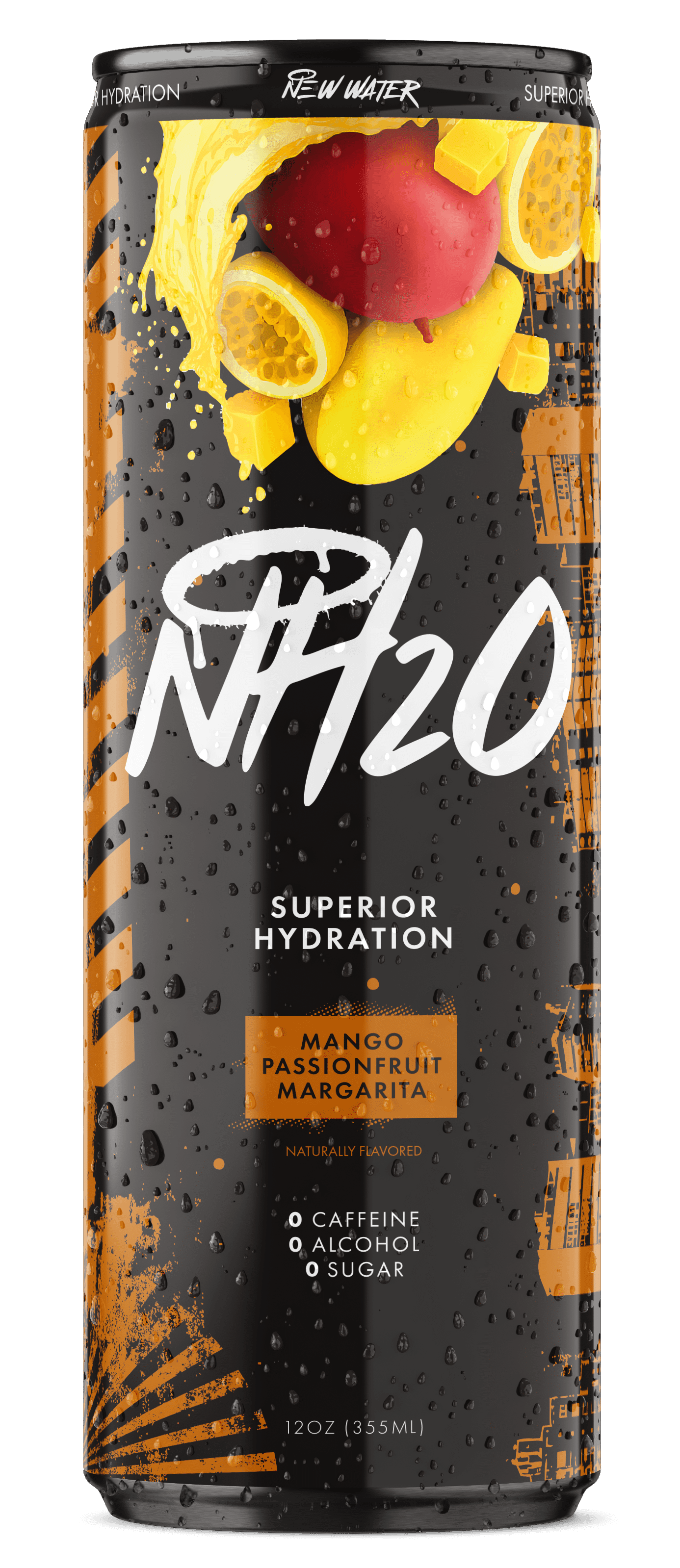 NH2O Superior Hydration Drink Mango Passionfruit Flavored Pack Zero Sugar Zero Caffeine Electrolyte 12-pack