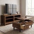 thumbnail image 2 of Home Design Kittery TV Stand with Storage Shelves and Caribou Lift-Top Coffee Table Set, Rustic Entertainment Center with Hidden Storage for Living Room, Brown, 2 of 17