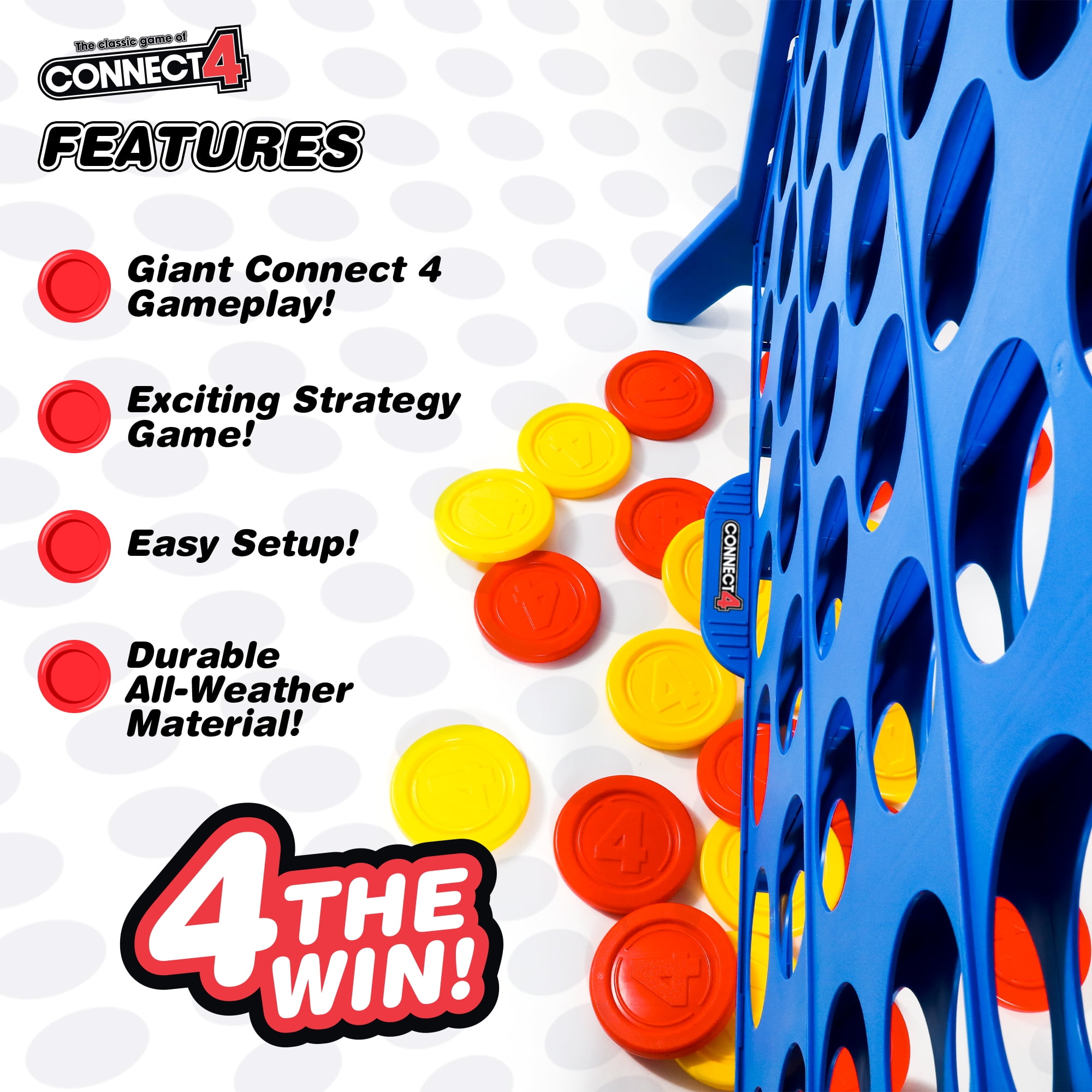 Giant Connect 4 Outdoor Lawn Game, Molded, 4FT