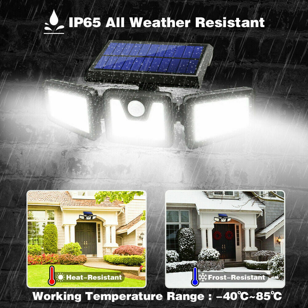 2 Pcs Solar Security Outdoor 800LM LED Motion Sensor Lights IP65 Waterproof 