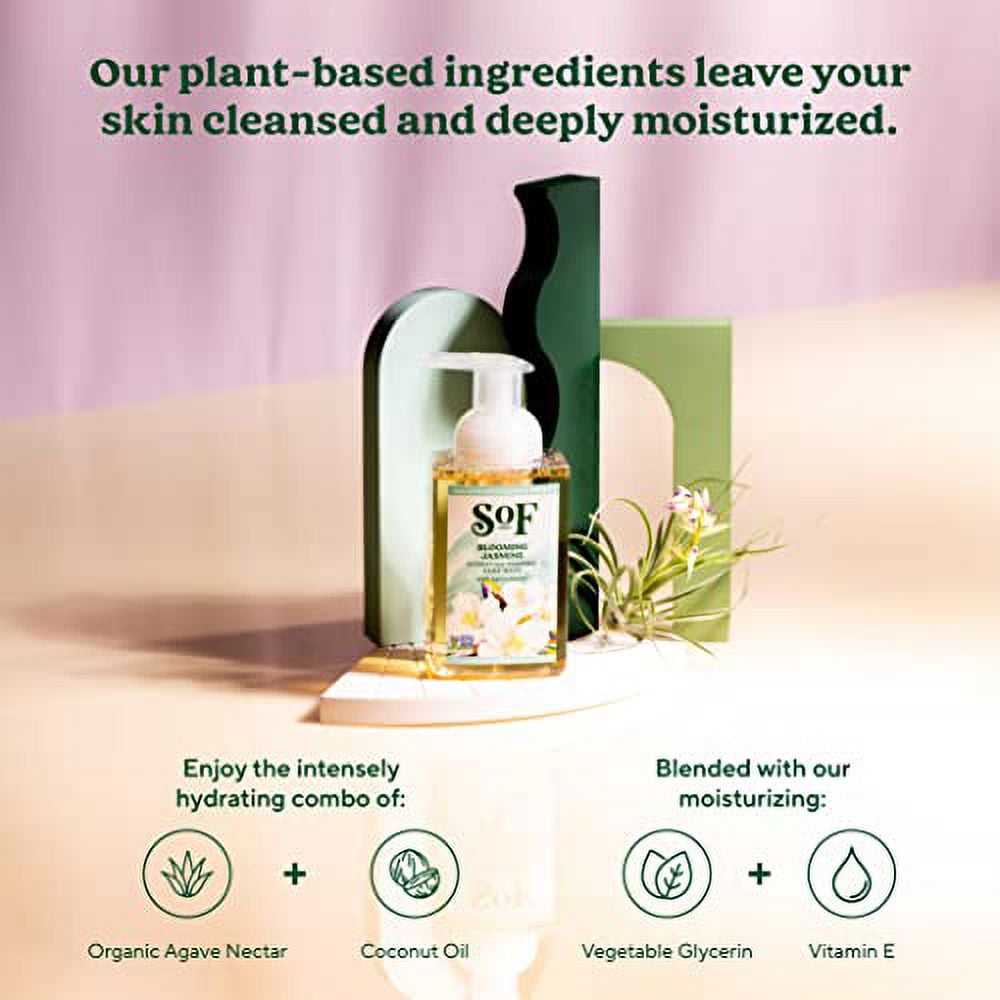 Blooming Jasmine Foaming Hand Wash by SoF Body Care (Formerly South of France Body Care) | Hydrating Organic Agave Nectar | 8 oz Pump Bottle Each | 6 Bottles