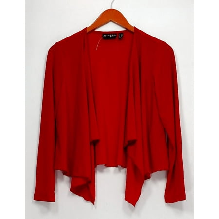 - Women with Control Petite Size Sweater SP Solid Liquid Knit Cardigan Red A306556