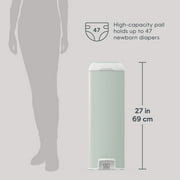 Diaper Genie Platinum Pail, Stainless Steel Diaper Pail, Includes 18 Refill Bags, 5 Month Supply, Sage Green