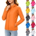 thumbnail image 3 of Women's Plus Size Hooded Sun Protection Jacket Full Zip Elastic Cuff Long Sleeve Sun Sweatshirt Lightweight Outdoor Windbreaker Coats Blue, 3 of 8