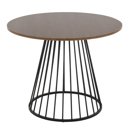 Silver Orchid Canary Pugo Round Dining Table with Pedestal Base Walnut Wood/Black Metal