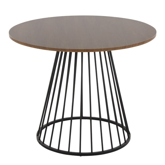 Silver Orchid Canary Pugo Round Dining Table with Pedestal Base Walnut Wood/Black Metal