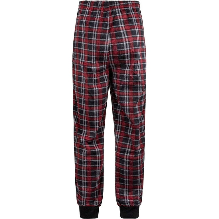 Ecko Unlimited Mens Cotton Minky Fleece Jogger Moisture Wicking Pajama Pant  100% Polyester Black Red Plaid, Large 