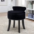 thumbnail image 1 of Inspired Home Bardot Vanity Stool Nailhead Trim Roll Back Bedroom, 1 of 7