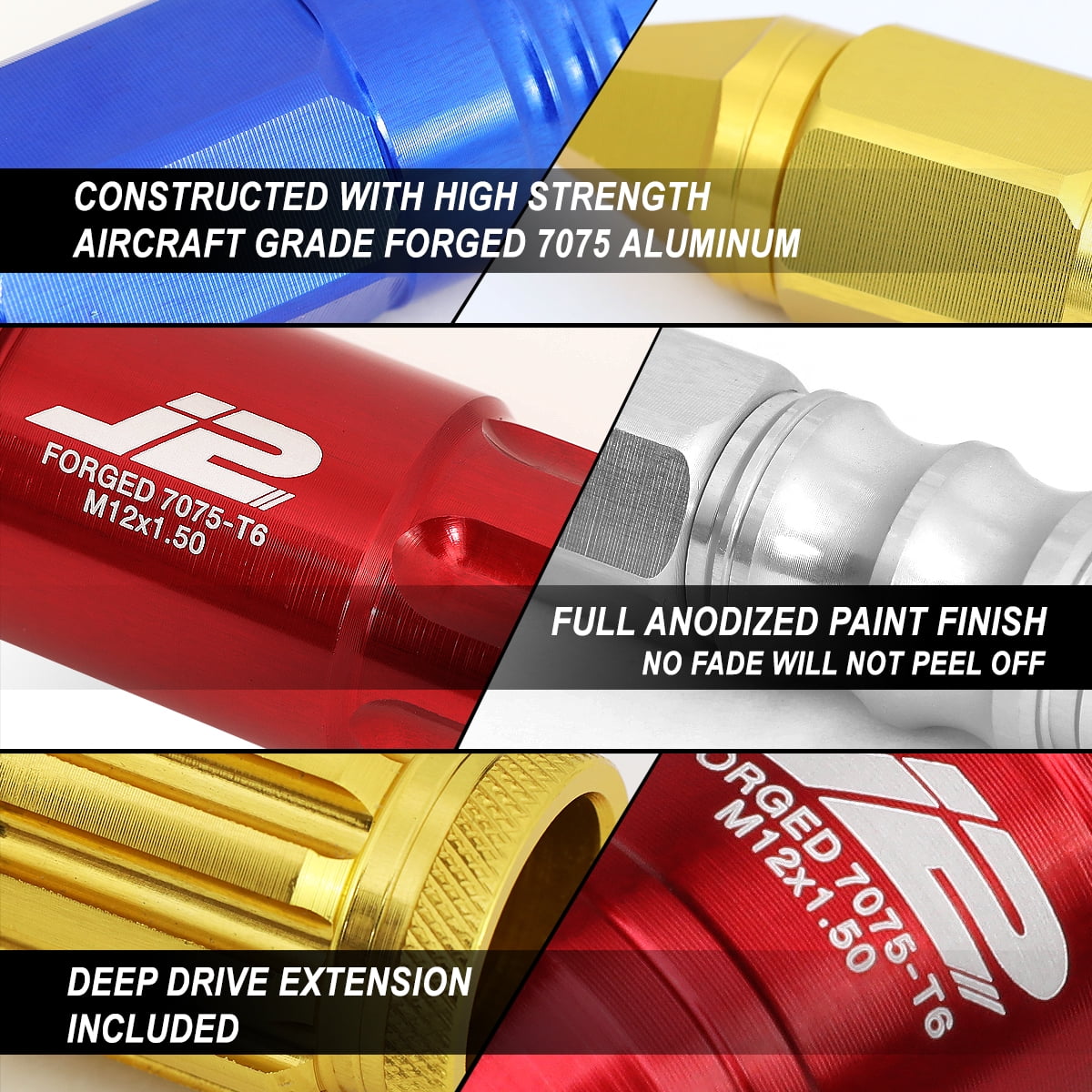 DNA MOTORING LN-T7-013-15-BL Blue J2 Engineering 7075 Aluminum M12X1.5 20Pcs L 50mm Open End Lug Nut w/Socket Adapter DNA MOTORING LN-T7-013-15-BL Blue J2 Engineering 7075 Aluminum M12X1.5 20Pcs L 50mm Open End Lug Nut w/Socket Adapter